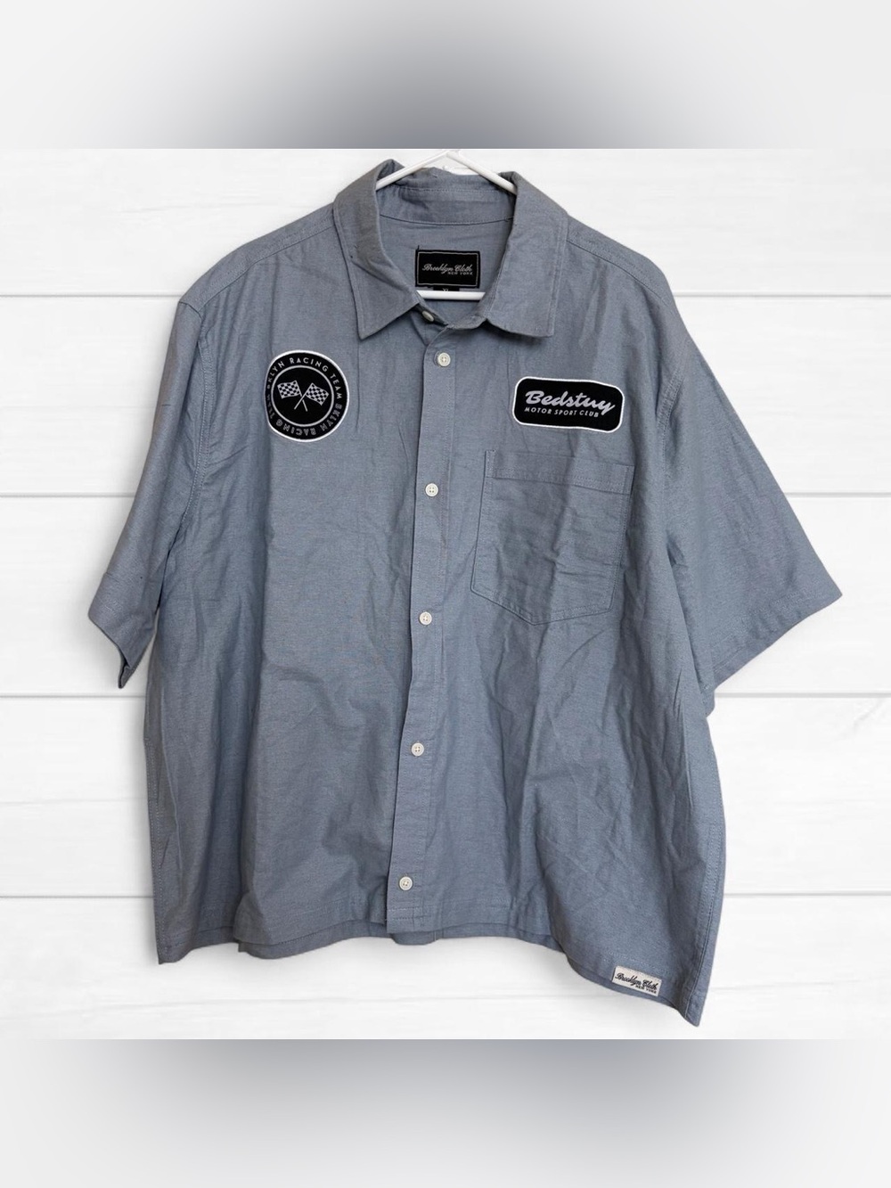 Brooklyn Cloth Short-Sleeve Button-Down with Patch Details Mens XL